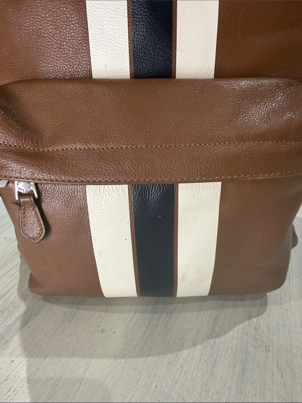 Coach Houston Men’s Brown Leather Backpack Set with Stripe Accent